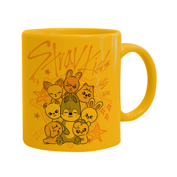 Stray Kids Pink, Ceramic coffee mug yellow, 330ml