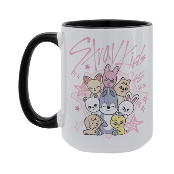 Stray Kids Pink, Κούπα Mega 15oz, κεραμική Μαύρη, 450ml
