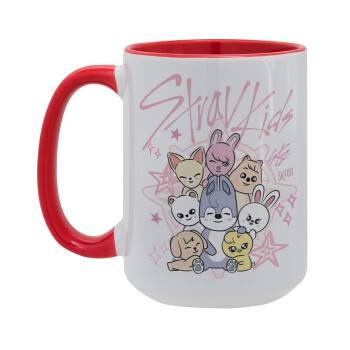 Stray Kids Pink, Κούπα Mega 15oz, κεραμική Κόκκινη, 450ml