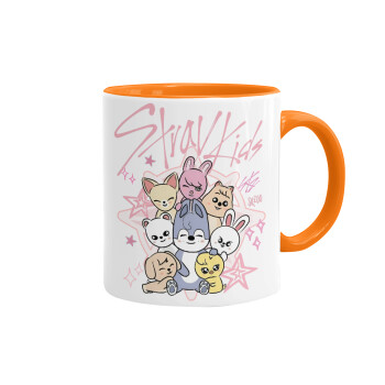 Stray Kids Pink, Κούπα χρωματιστή πορτοκαλί, κεραμική, 330ml