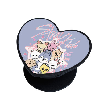 Stray Kids Pink, Phone Holders Stand  καρδιά Μαύρο Βάση Στήριξης Κινητού στο Χέρι