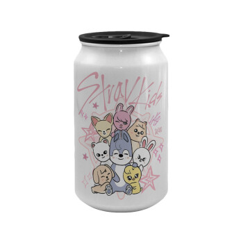 Stray Kids Pink, Κούπα ταξιδιού μεταλλική με καπάκι (tin-can) 500ml