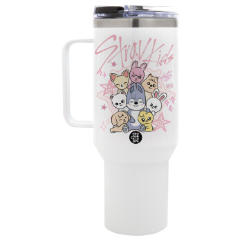 Stray Kids Pink, Mega Stainless steel Tumbler with lid, double wall 1,2L