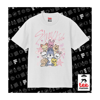 Stray Kids Pink, Κλασικό T-Shirt, διπλής ραφής, χωρίς πλευρικές ραφές ΛΕΥΚΟ από 100% βαμβάκι. Vegan & OEKO-TEX πιστοποιημένο.