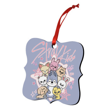 Stray Kids Pink, Christmas ornament polygon wooden 7.5cm