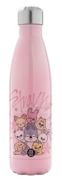 Stray Kids Pink — Μεταλλικό παγούρι θερμός Ροζ Ιριδίζον (Stainless steel), διπλού τοιχώματος, 500ml