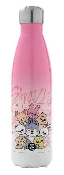 Stray Kids Pink — Μεταλλικό παγούρι θερμός Ροζ/Λευκό (Stainless steel), διπλού τοιχώματος, 500ml