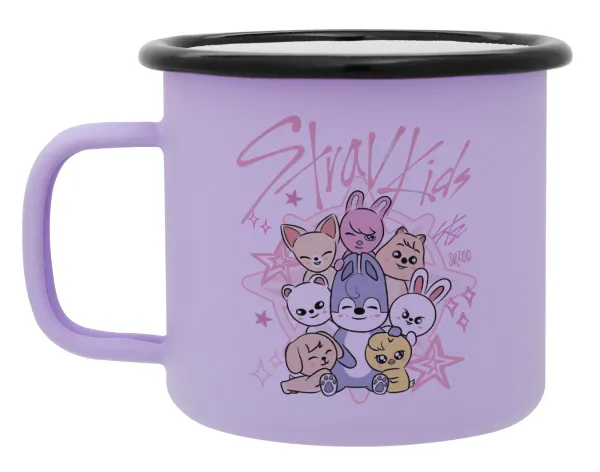 Stray Kids Pink — Metal enamel mug, matte light pastel purple, 360ml