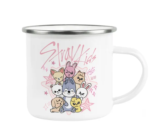Stray Kids Pink — Metallic enamel cup white 360ml