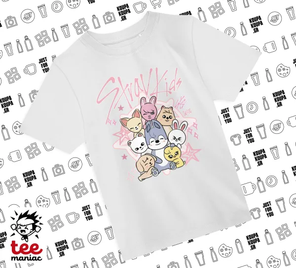 Stray Kids Pink — ΛΕΥΚΟ Άνετο παιδικό T-Shirt από 100% βαμβάκι, για κάθε μέρα. Vegan & OEKO-TEX πιστοποιημένο.