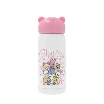 Stray Kids Pink, Ροζ ανοξείδωτο παγούρι θερμό (Stainless steel), 320ml