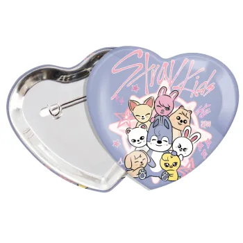 Stray Kids Pink, Κονκάρδα παραμάνα καρδιά (57x52mm)