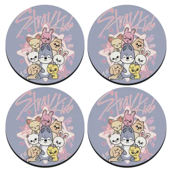 Stray Kids Pink, ΣΕΤ 4 Σουβέρ ξύλινα στρογγυλά (9cm)