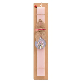 Stray Kids Pink, Easter Set, wooden keychain & scented flat Easter candle (30cm) (PINK)