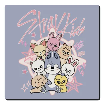 Stray Kids Pink, Τετράγωνο μαγνητάκι ξύλινο 6x6cm