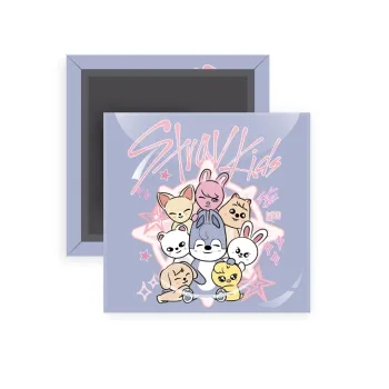 Stray Kids Pink, Μαγνητάκι ψυγείου τετράγωνο διάστασης 5x5cm