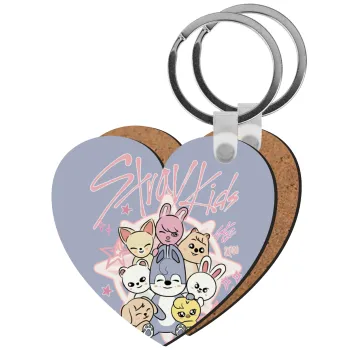 Stray Kids Pink, Μπρελόκ Ξύλινο καρδιά MDF