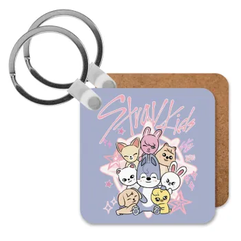 Stray Kids Pink, Μπρελόκ Ξύλινο τετράγωνο MDF
