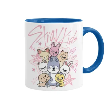 Stray Kids Pink, Κούπα χρωματιστή μπλε, κεραμική, 330ml