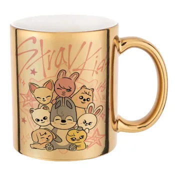 Stray Kids Pink, Κούπα κεραμική, χρυσή καθρέπτης, 330ml