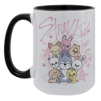 Stray Kids Pink, Κούπα Mega 15oz, κεραμική Μαύρη, 450ml