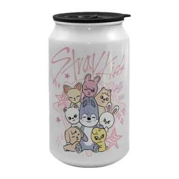 Stray Kids Pink, Κούπα ταξιδιού μεταλλική με καπάκι (tin-can) 500ml