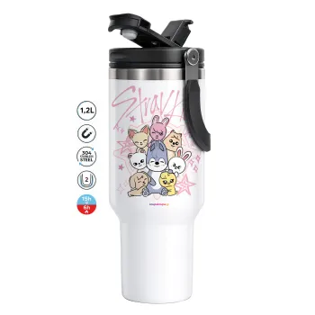 Stray Kids Pink, Mega Stainless steel Tumbler with lid, double wall 1,2L