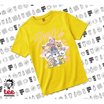 Stray Kids Pink, yellow childrens T-Shirt made of 100% cotton, for every day. Vegan & OEKO-TEX certified.