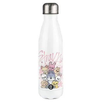 Stray Kids Pink, Metal mug thermos White (Stainless steel), double wall, 500ml