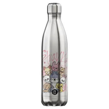 Stray Kids Pink, Μεταλλικό παγούρι θερμός Inox (Stainless steel), διπλού τοιχώματος, 750ml