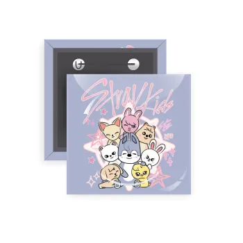 Stray Kids Pink, Κονκάρδα παραμάνα τετράγωνη 5x5cm