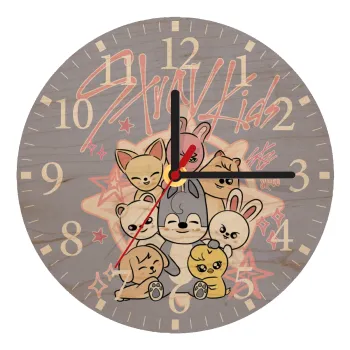 Stray Kids Pink, Ρολόι τοίχου ξύλινο plywood (20cm)