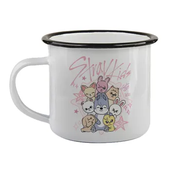 Stray Kids Pink, Κούπα εμαγιέ με μαύρο χείλος 360ml