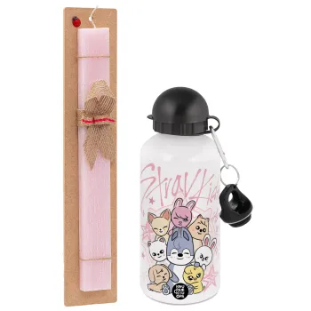 Stray Kids Pink, Easter Set, metallic aluminum bottle (500ml) & aromatic flat Easter candle (30cm) (PINK)