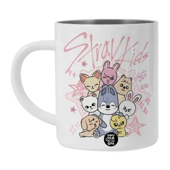 Stray Kids Pink, BIG Mug Stainless steel double wall (450ml, White)