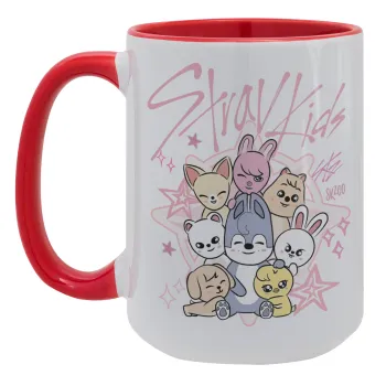 Stray Kids Pink, Κούπα Mega 15oz, κεραμική Κόκκινη, 450ml