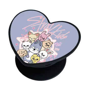 Stray Kids Pink, Phone Holders Stand  καρδιά Μαύρο Βάση Στήριξης Κινητού στο Χέρι