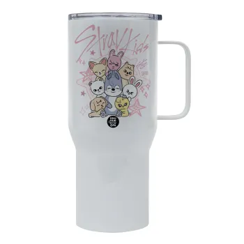 Stray Kids Pink, Tumbler με καπάκι, διπλού τοιχώματος (θερμό) 750L