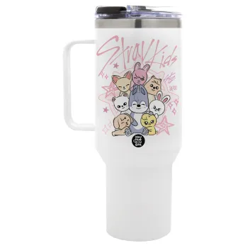 Stray Kids Pink, Mega Tumbler με καπάκι, διπλού τοιχώματος (θερμό) 1,2L