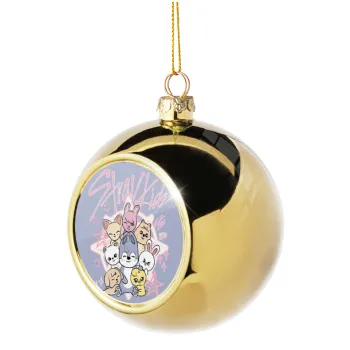 Stray Kids Pink, Golden Christmas tree ball ornament 8cm