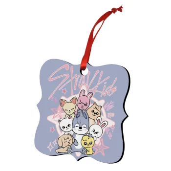 Stray Kids Pink, Christmas ornament polygon wooden 7.5cm