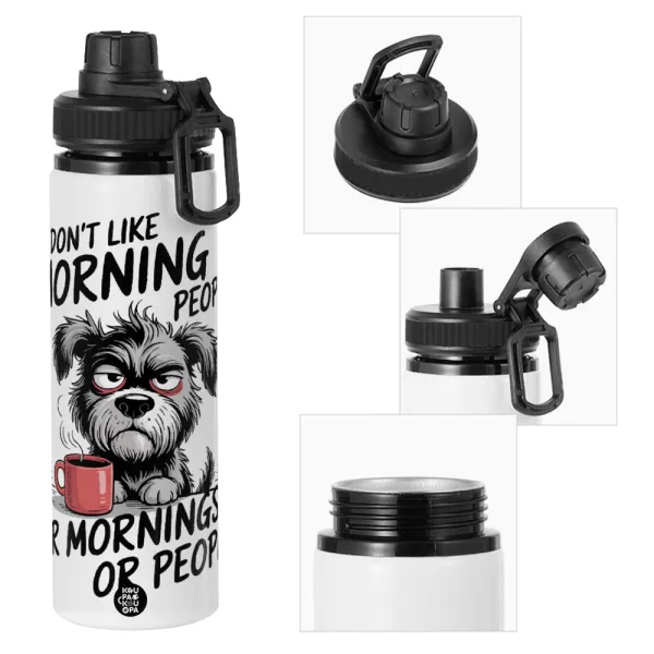 I Don't Like Morning People... — Metal water bottle with safety cap, aluminum 850ml