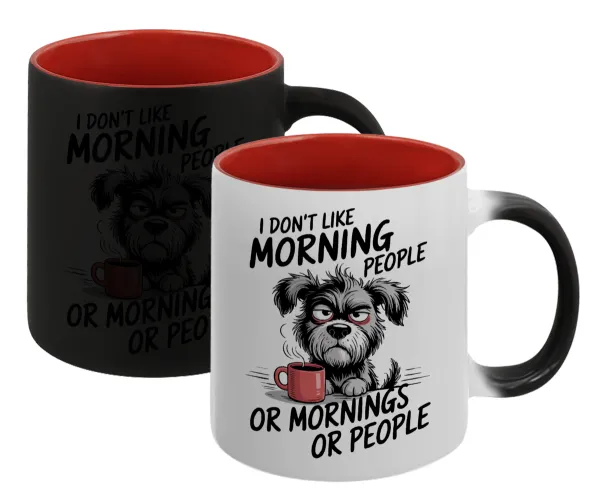 I Don't Like Morning People... — Κούπα Μαγική εσωτερικό κόκκινο, κεραμική, 330ml που αλλάζει χρώμα με το ζεστό ρόφημα