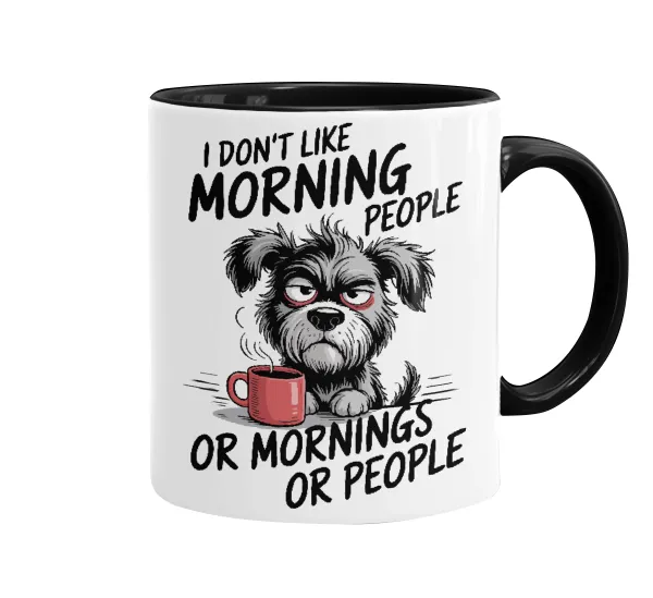 I Don't Like Morning People... — Κούπα χρωματιστή μαύρη, κεραμική, 330ml