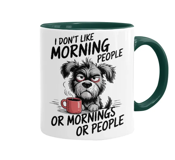 I Don't Like Morning People... — Κούπα χρωματιστή πράσινη, κεραμική, 330ml