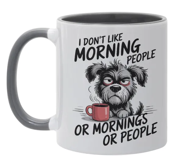 I Don't Like Morning People... — Κούπα χρωματιστή γκρι, κεραμική, 330ml