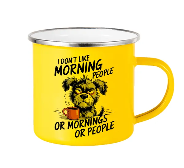 I Don't Like Morning People... — Κούπα Μεταλλική εμαγιέ Κίτρινη 360ml