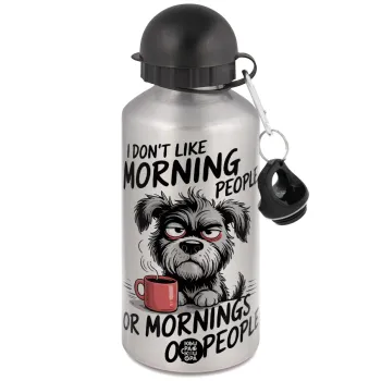 I Don't Like Morning People..., Μεταλλικό παγούρι νερού, Ασημένιο, αλουμινίου 500ml