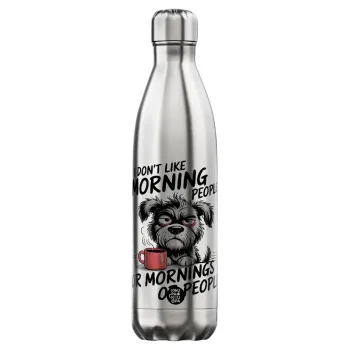 I Don't Like Morning People..., Μεταλλικό παγούρι θερμός Inox (Stainless steel), διπλού τοιχώματος, 750ml