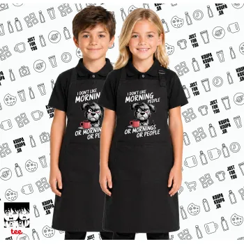 I Don't Like Morning People..., Μαύρη ΠΑΙΔΙΚΗ Ποδιά μακριά Σεφ ολόσωμη με τσέπες